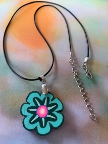 ketting met fimo BLOEM hanger