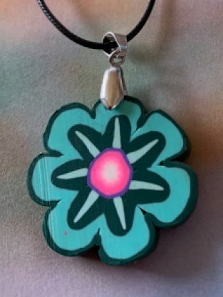 ketting met fimo BLOEM hanger