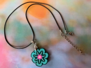 ketting met fimo BLOEM hanger